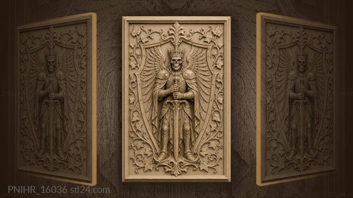Crowned knight with sword and wings 3d STL model