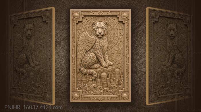 Snow leopard above city waves 3d STL model