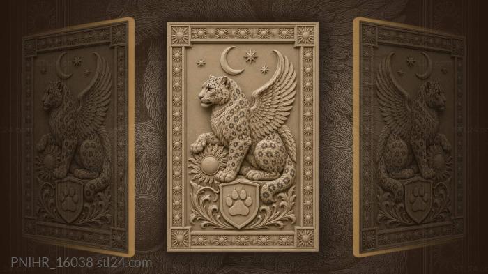 Snow leopard moon and stars 3d STL model