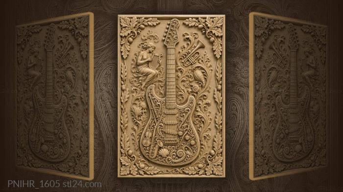 Guitar with floral musical abundance 3d STL model