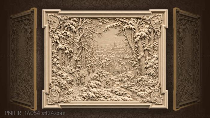 Winter forest distant city lights 3d STL model