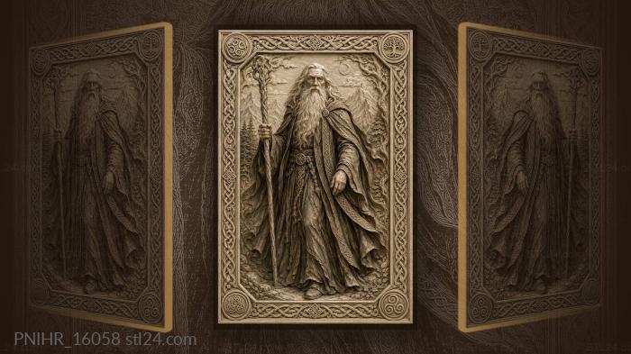 Ancient wizard with magic staff 3d STL model