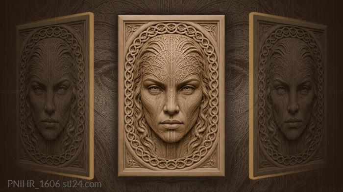 Stylized face with geometric patterns 3d STL model
