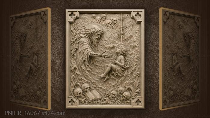 Bony hand above a child and skulls 3d STL model