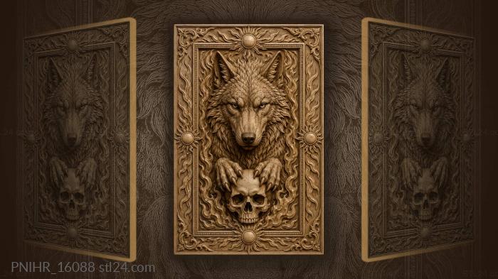 Wolf paws resting on skull 3d STL model