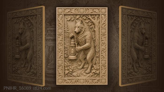 Wolf with glowing lantern light 3d STL model