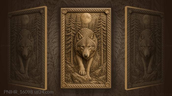 Mountains underfoot and a moon behind pines 3d STL model