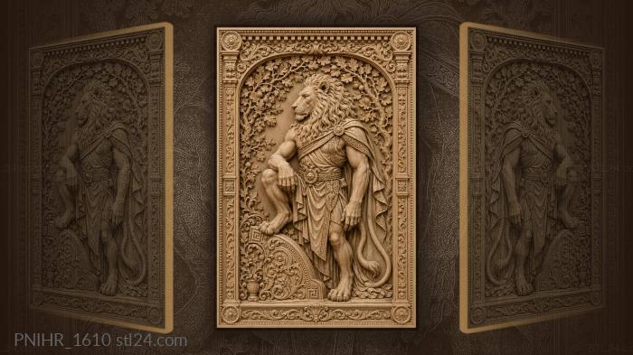 Beast above a window under a leafy arch 3d STL model