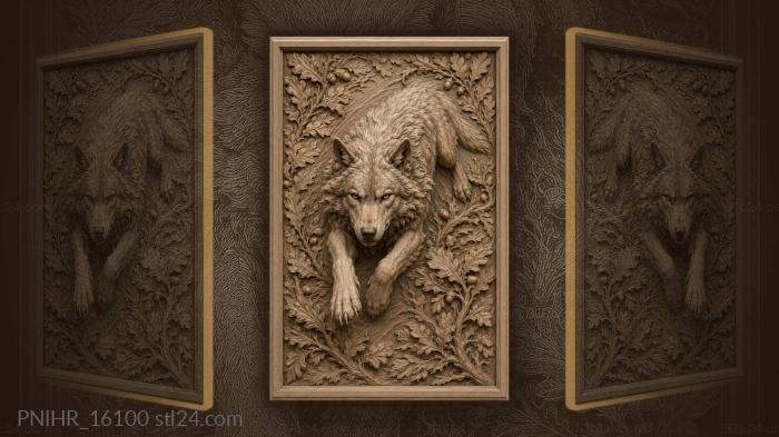 Acorns scattered around the leaping beast 3d STL model