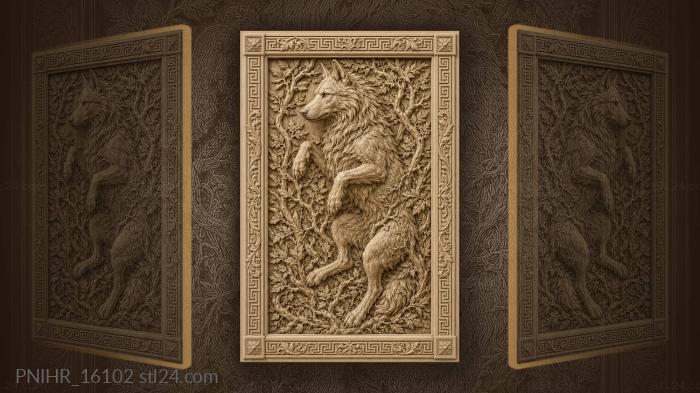 Wolf entwined with branches while rearing 3d STL model