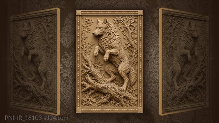 Wolf upon ancient fallen wood 3d STL model