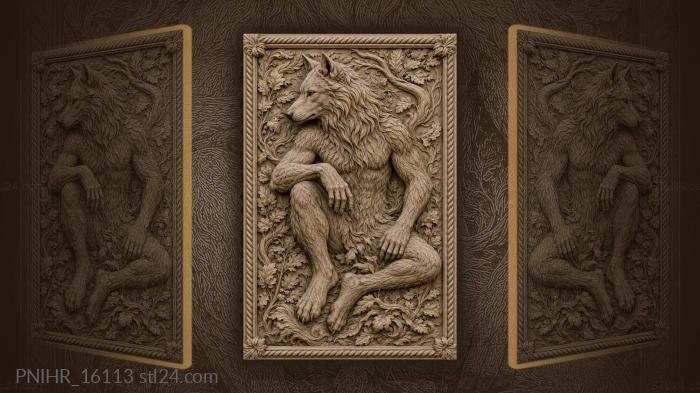 Wolf woven into leaves 3d STL model