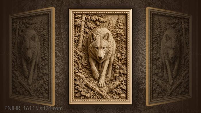 Wolf striding through pine undergrowth 3d STL model