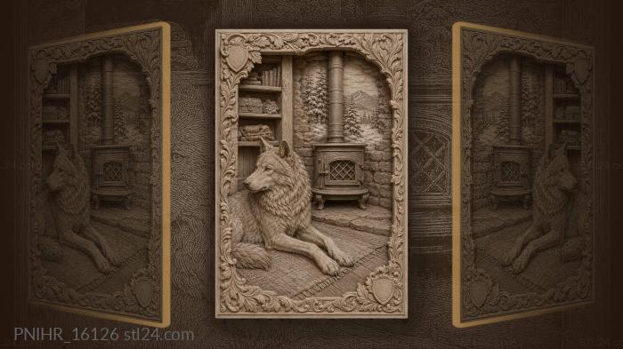 Wolf lying before the warm stove 3d STL model