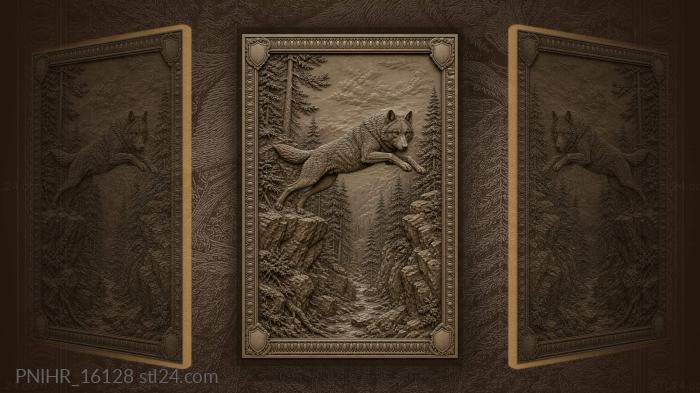 Wolf clearing a chasm above stream 3d STL model