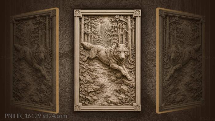 Beast leaping a forest brook over rocks 3d STL model