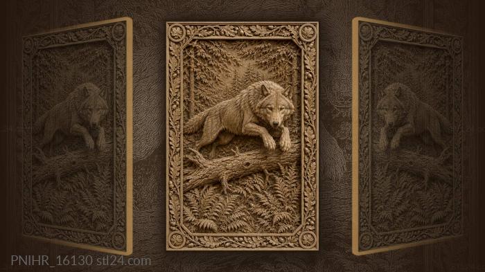 Wolf bounding over log among ferns 3d STL model
