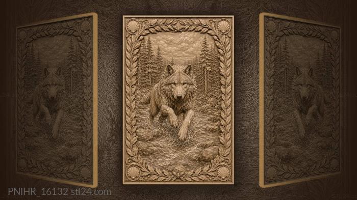 Spray beneath wolf in rushing current 3d STL model