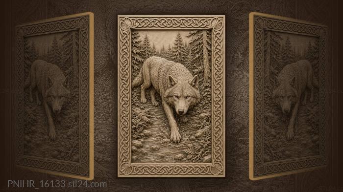Wolf crossing shallow water at angle 3d STL model