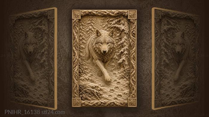 Trail of prints behind wolf on snow 3d STL model
