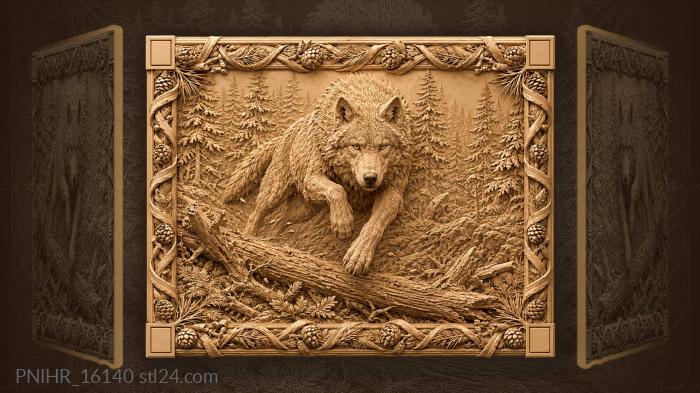 Wolf bounds across a fallen pine 3d STL model