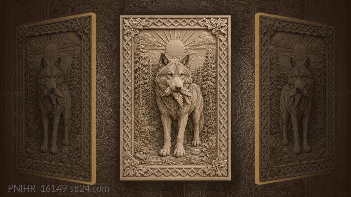 Wolf carrying bird at sunrise 3d STL model