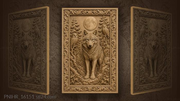 Wolf moon and watchful owls 3d STL model
