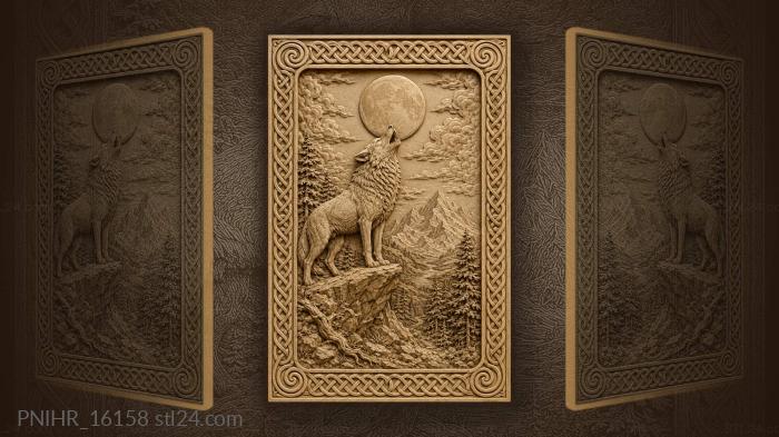 Wolf howling from a rocky ledge 3d STL model