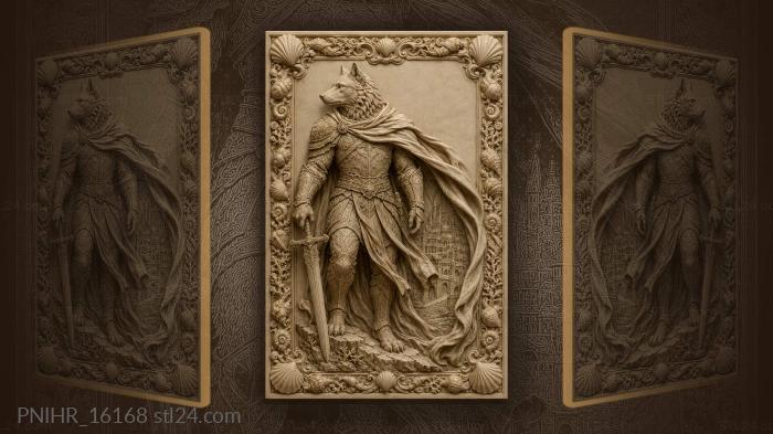 Wolf warrior with city backdrop 3d STL model