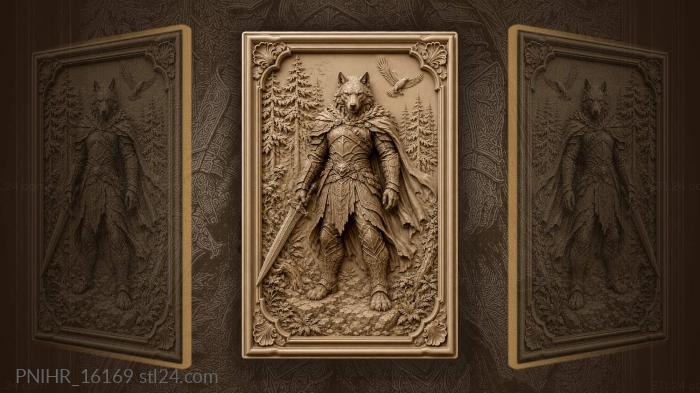 Armoured wolf warrior with a sword 3d STL model