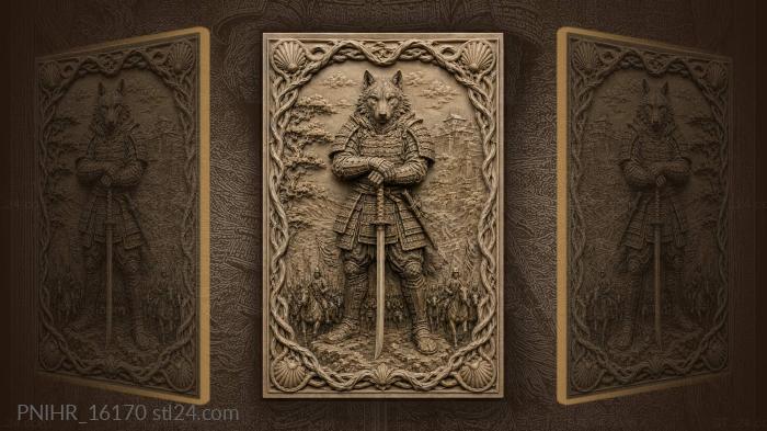 Samurai wolf warrior with army 3d STL model