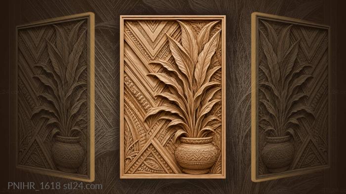 Terracotta pot with rising foliage 3d STL model