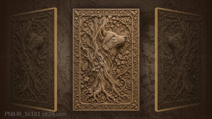 Wolf growing out of a tree trunk 3d STL model