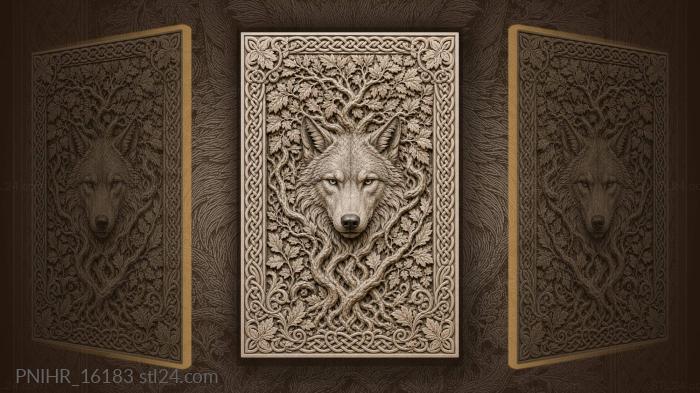 Forest wolf under a leafy crown 3d STL model