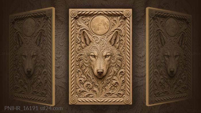 Wolf fur curling into leaves under moon 3d STL model