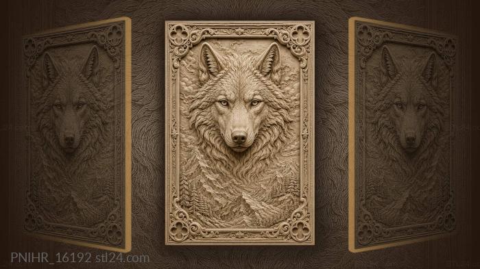 Wolf rising out of mountain ridge 3d STL model