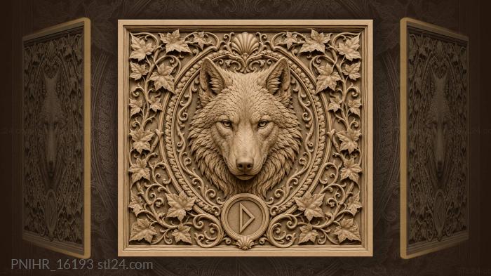 Rune circle under wolf head 3d STL model