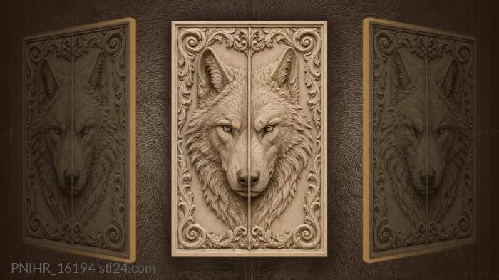 Split wolf head acanthus frame 3d STL model