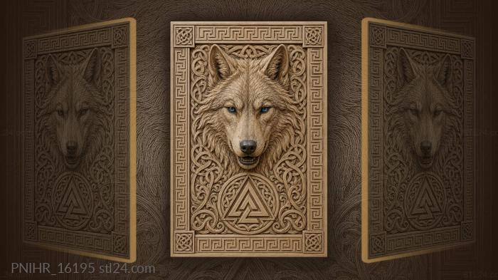 Blue eyed wolf above triangle sign 3d STL model