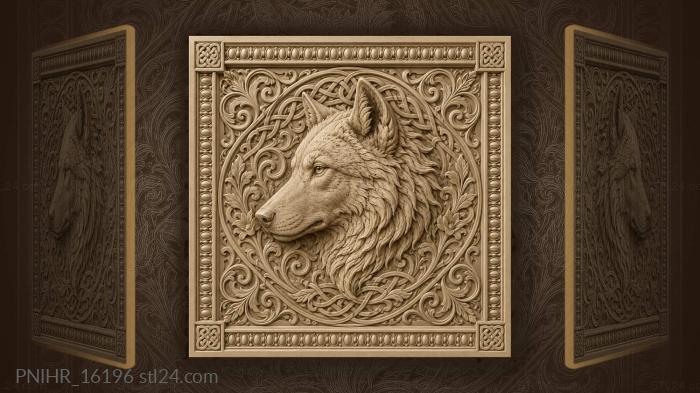 Knots and flowers ringing the wolf 3d STL model