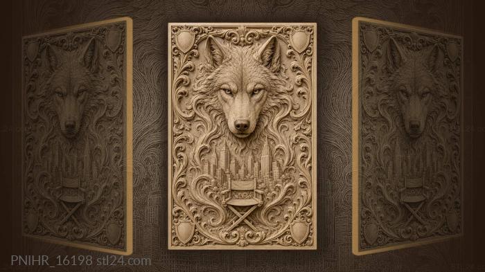 Wolf above city directors chair 3d STL model