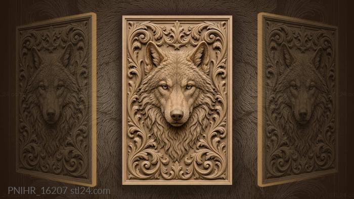 Wolf head among acanthus scrolls 3d STL model