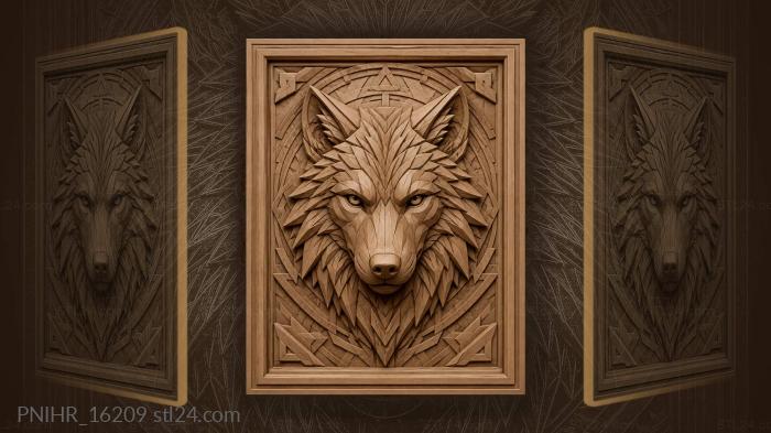Angled fur across the wolf brow 3d STL model