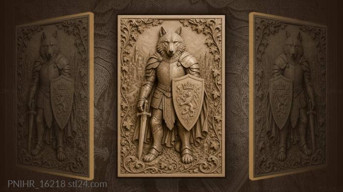 Armored wolf with city landscape 3d STL model
