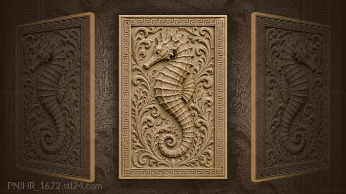 Stylized seahorse with wave elements 3d STL model