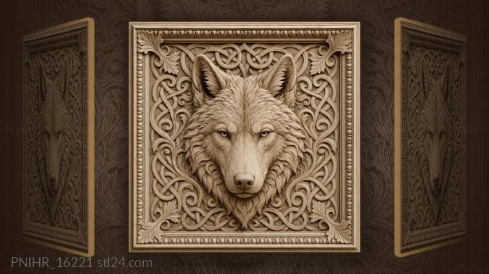Knotwork encircling a wolf muzzle 3d STL model