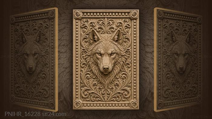 Wolf head with swirling fur scrolls 3d STL model