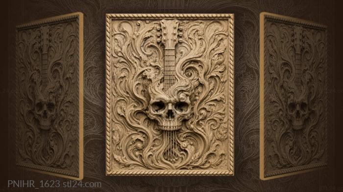 Skull guitar organic swirl emergence 3d STL model