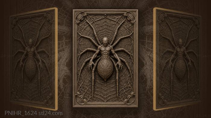 Fat bodied spider among radiating threads 3d STL model