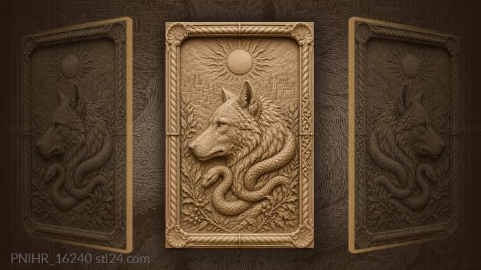 Wolf serpent sun city scene 3d STL model